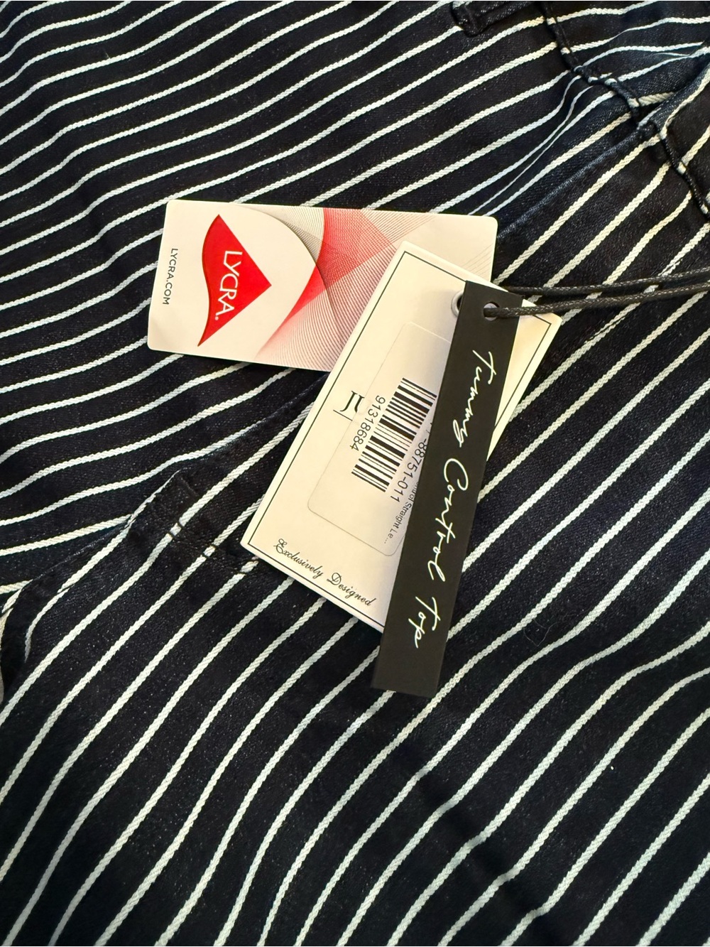 Judy Blue Navy and White Pinstripe High-Waist Jeans - Picture 4 of 5